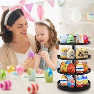 4 Tier Metal Egg Rack for 32 Easter Egg Display Holder, Egg Drying Rack Black
